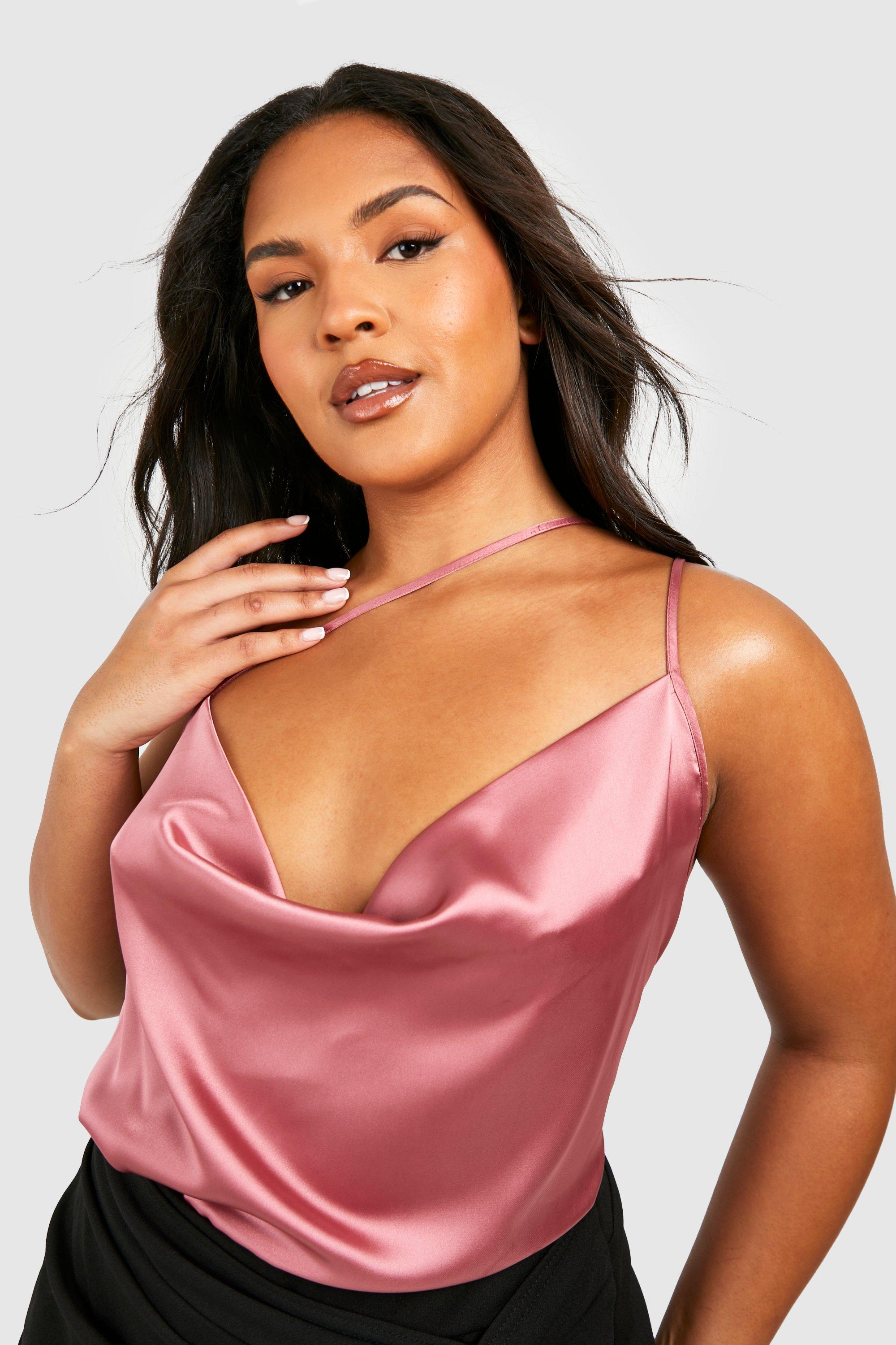 Satin cowl cheap neck cami top